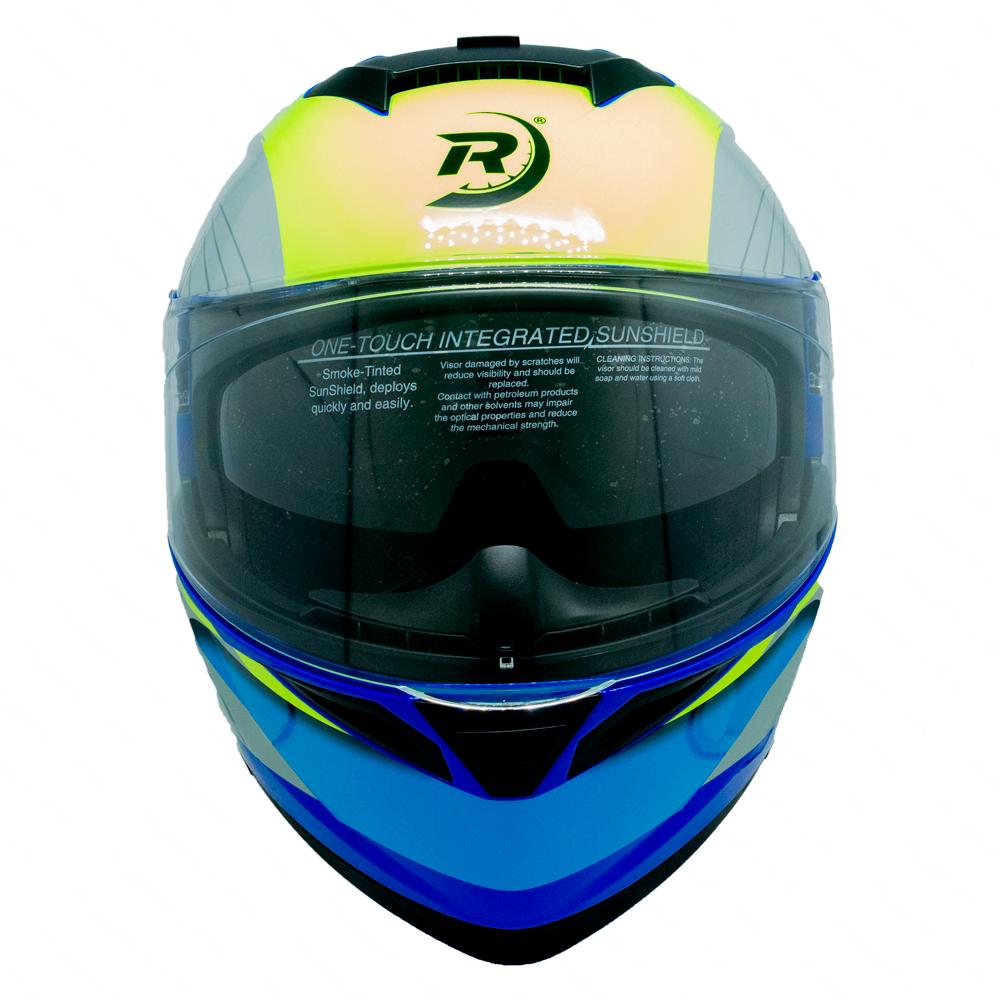 Foto 7 pulgar | Casco Abatible Deportivo Para Moto Rasen Azul Con Franjas Grises