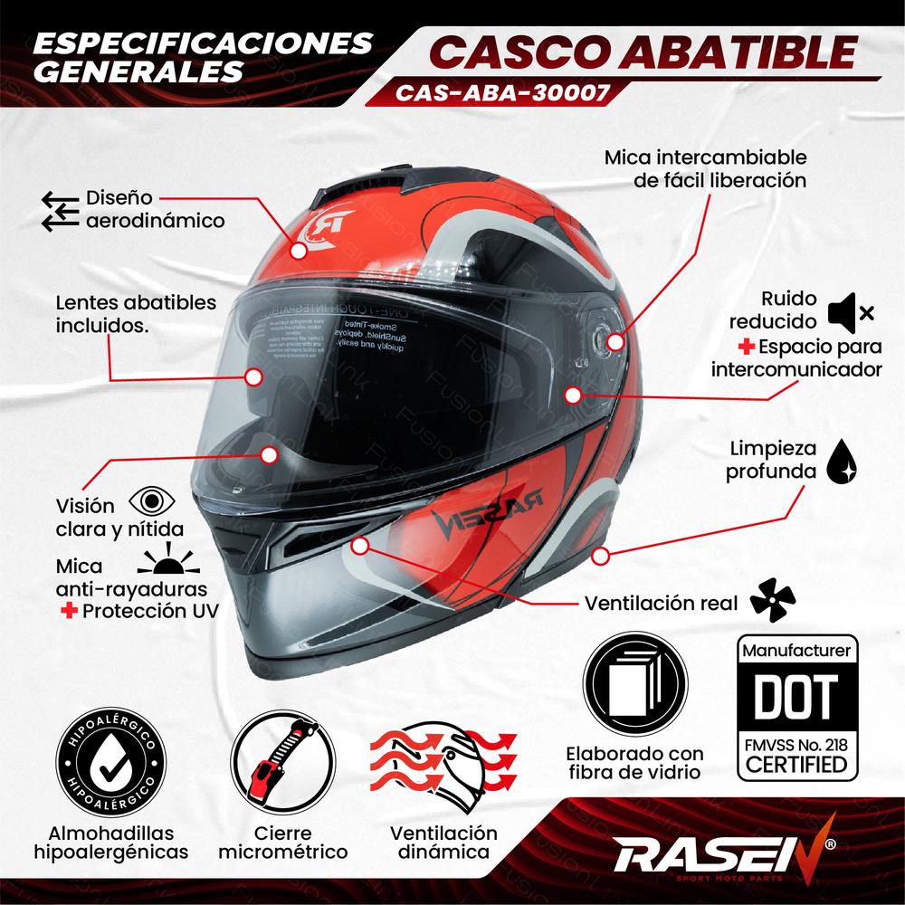 Foto 2 | Casco Abatible Deportivo Para Moto Rasen Rojo Con Franjas Grises