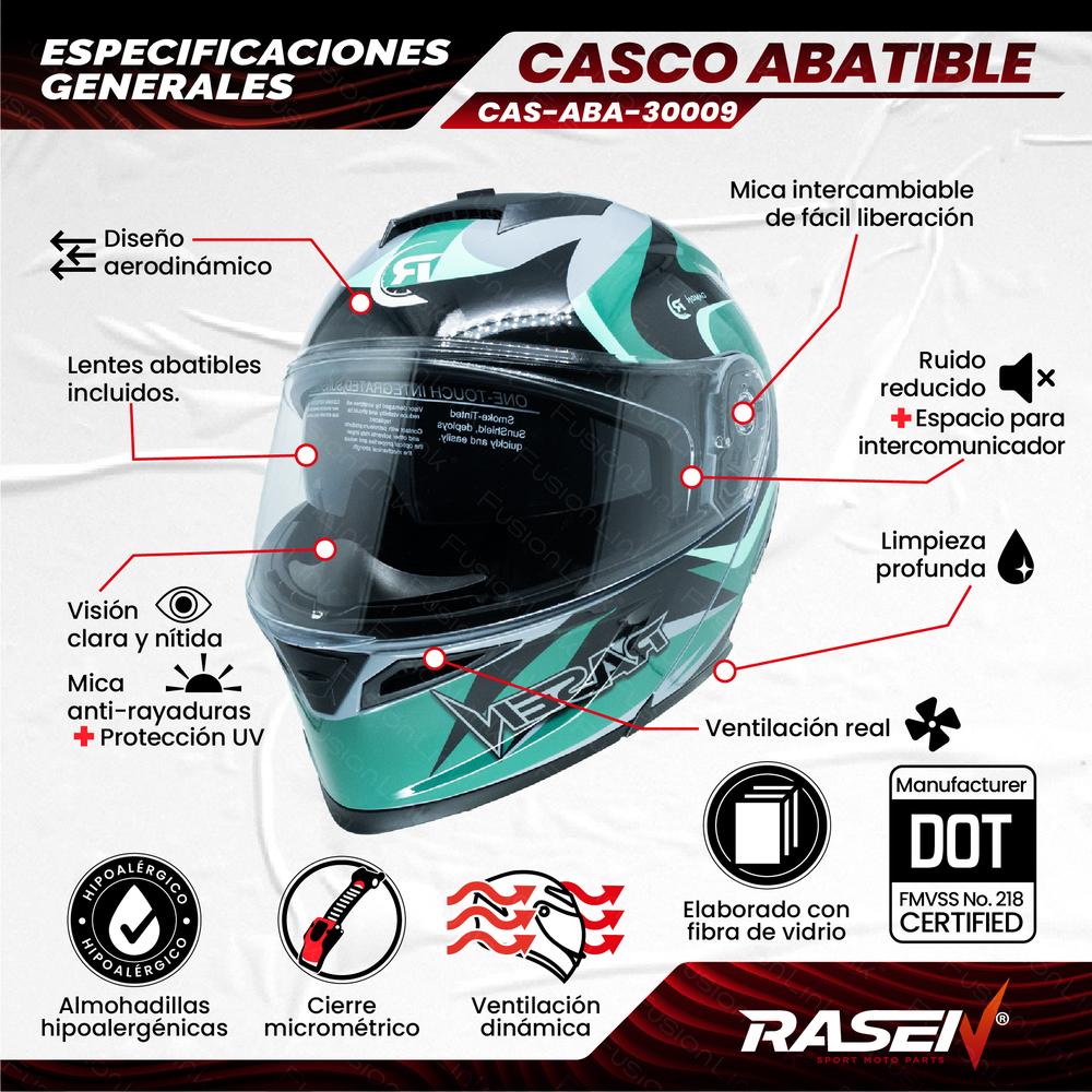 Foto 2 | Casco Abatible Deportivo Para Moto Rasen Gris Con Verde Y Negro