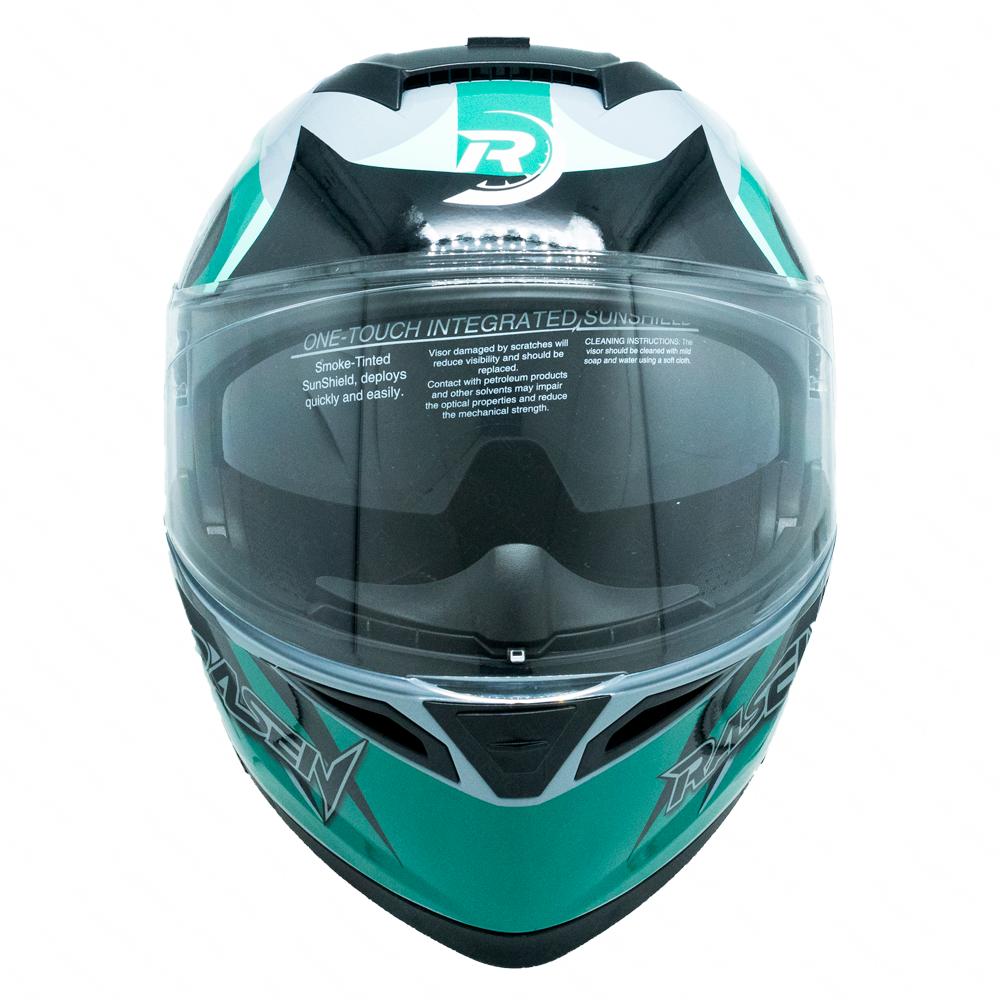 Foto 6 | Casco Abatible Deportivo Para Moto Rasen Gris Con Verde Y Negro