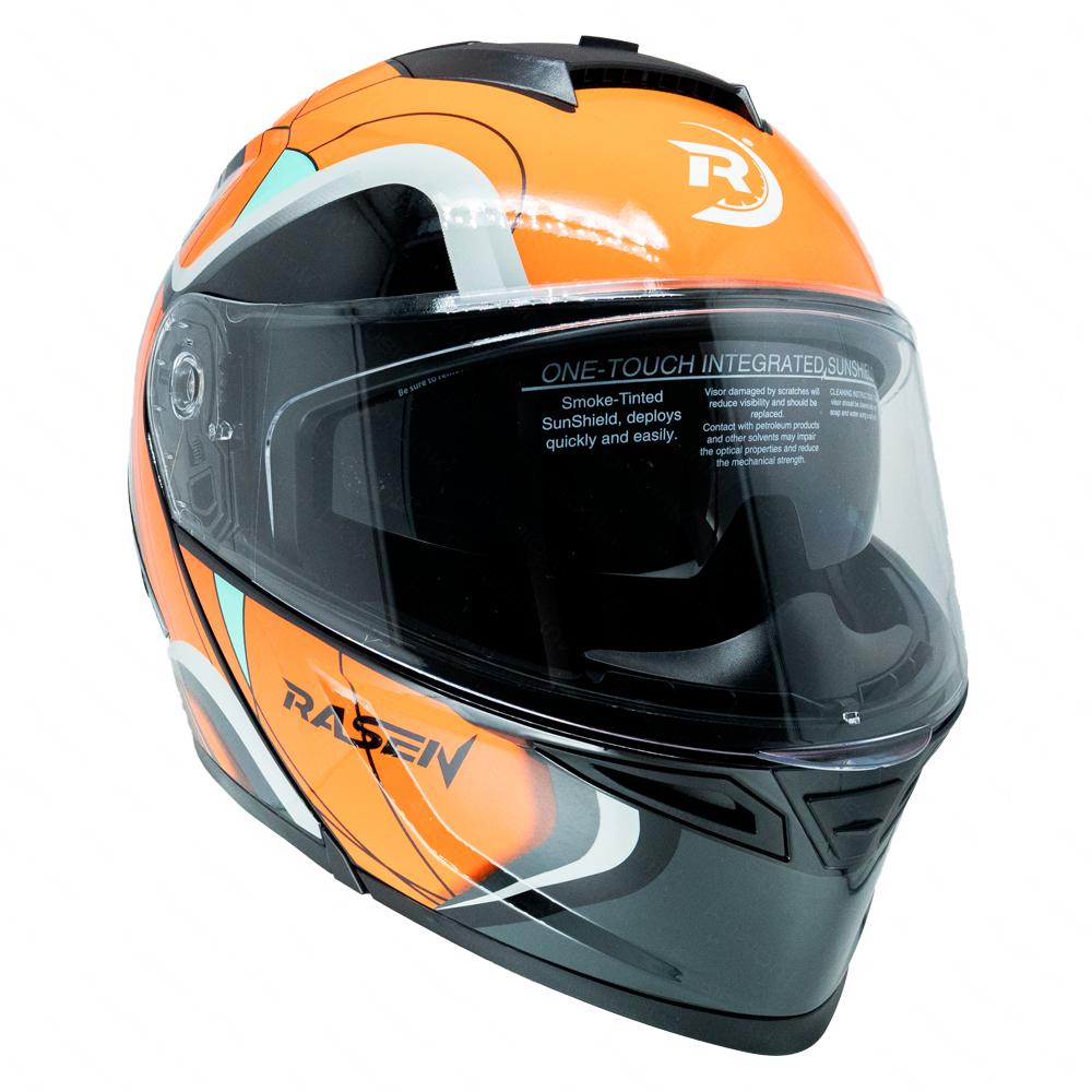 Foto 8 | Casco Abatible Deportivo Para Moto Rasen Negro Con Naranja Y Gris