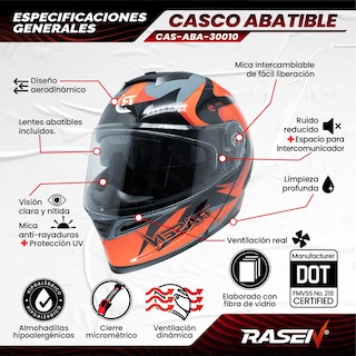 Foto 2 | Casco Abatible Deportivo Para Moto Rasen Gris Con Rojo Y Negro