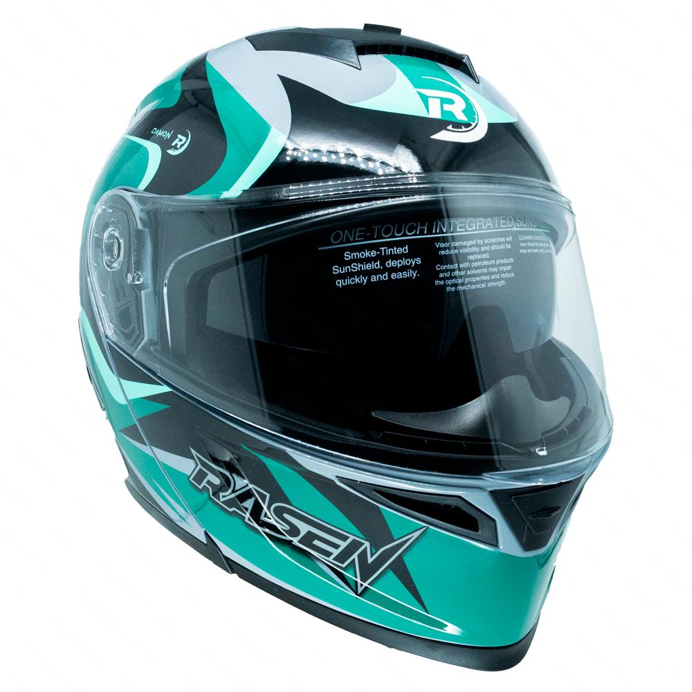 Foto 8 | Casco Abatible Deportivo Para Moto Rasen Gris Con Verde Y Negro