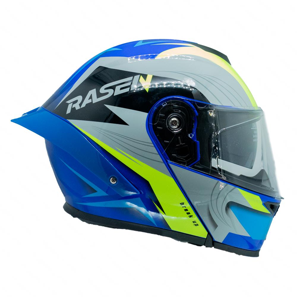 Foto 6 pulgar | Casco Abatible Deportivo Para Moto Rasen Azul Con Franjas Grises