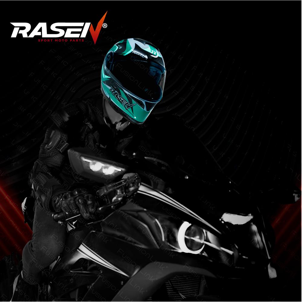 Foto 4 | Casco Abatible Deportivo Para Moto Rasen Gris Con Verde Y Negro