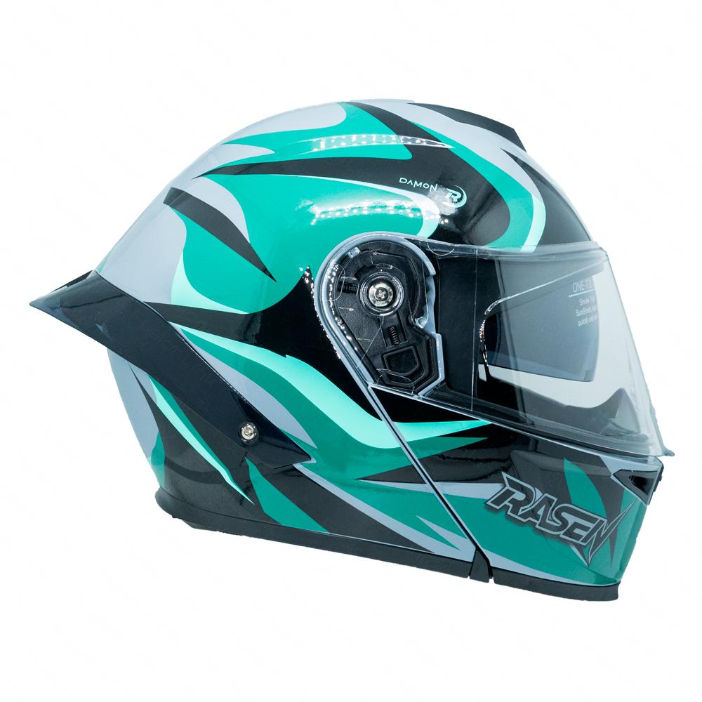 Foto 5 | Casco Abatible Deportivo Para Moto Rasen Gris Con Verde Y Negro