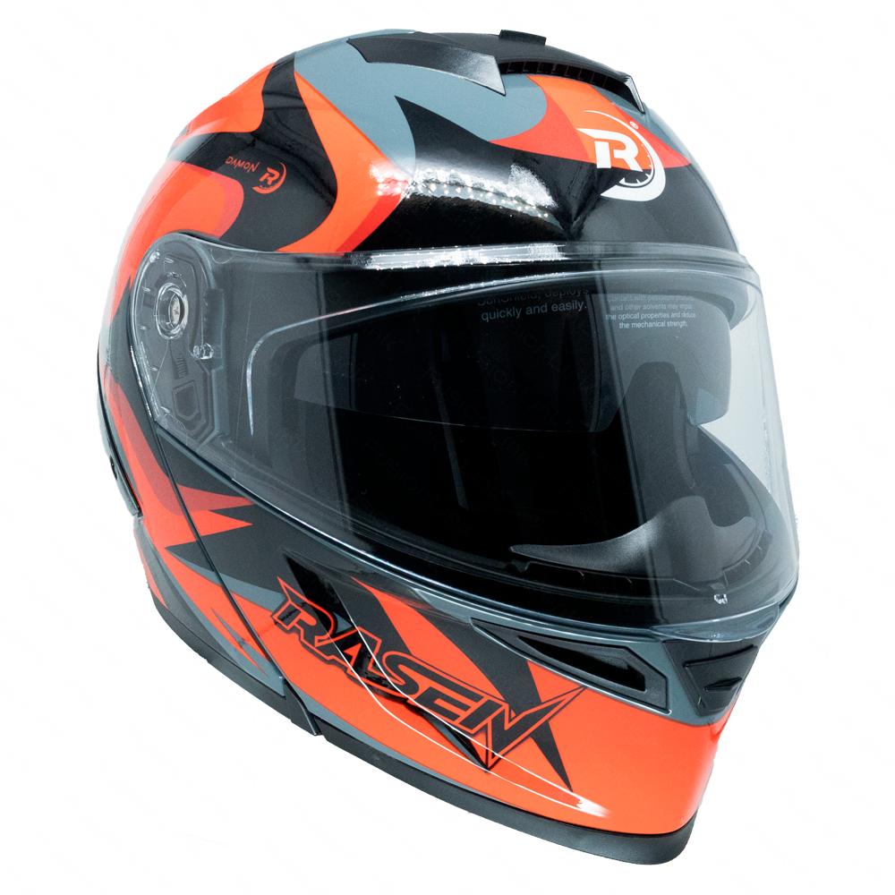 Foto 9 pulgar | Casco Abatible Deportivo Para Moto Rasen Gris Con Rojo Y Negro