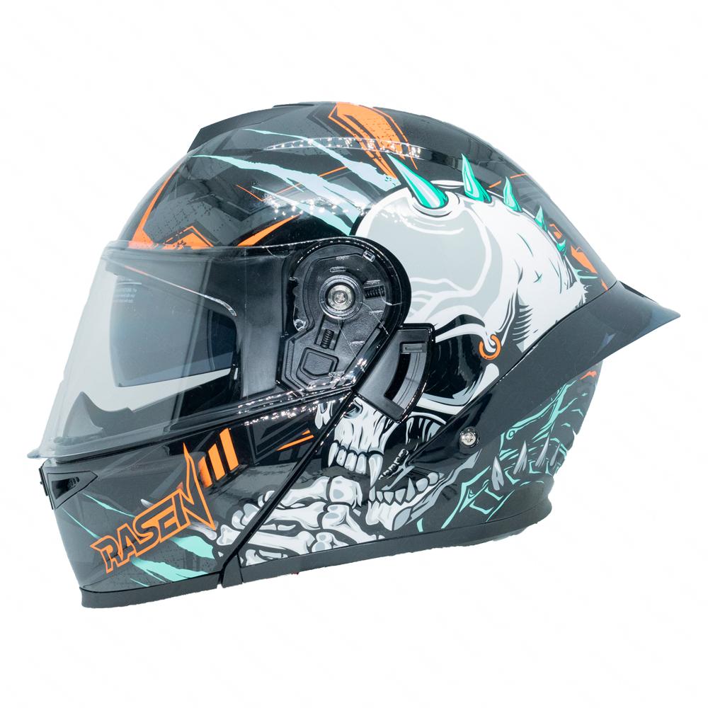 Foto 1 | Casco Deportivo Para Moto Rasen, Negro Con Diseño De Cráneo Gris