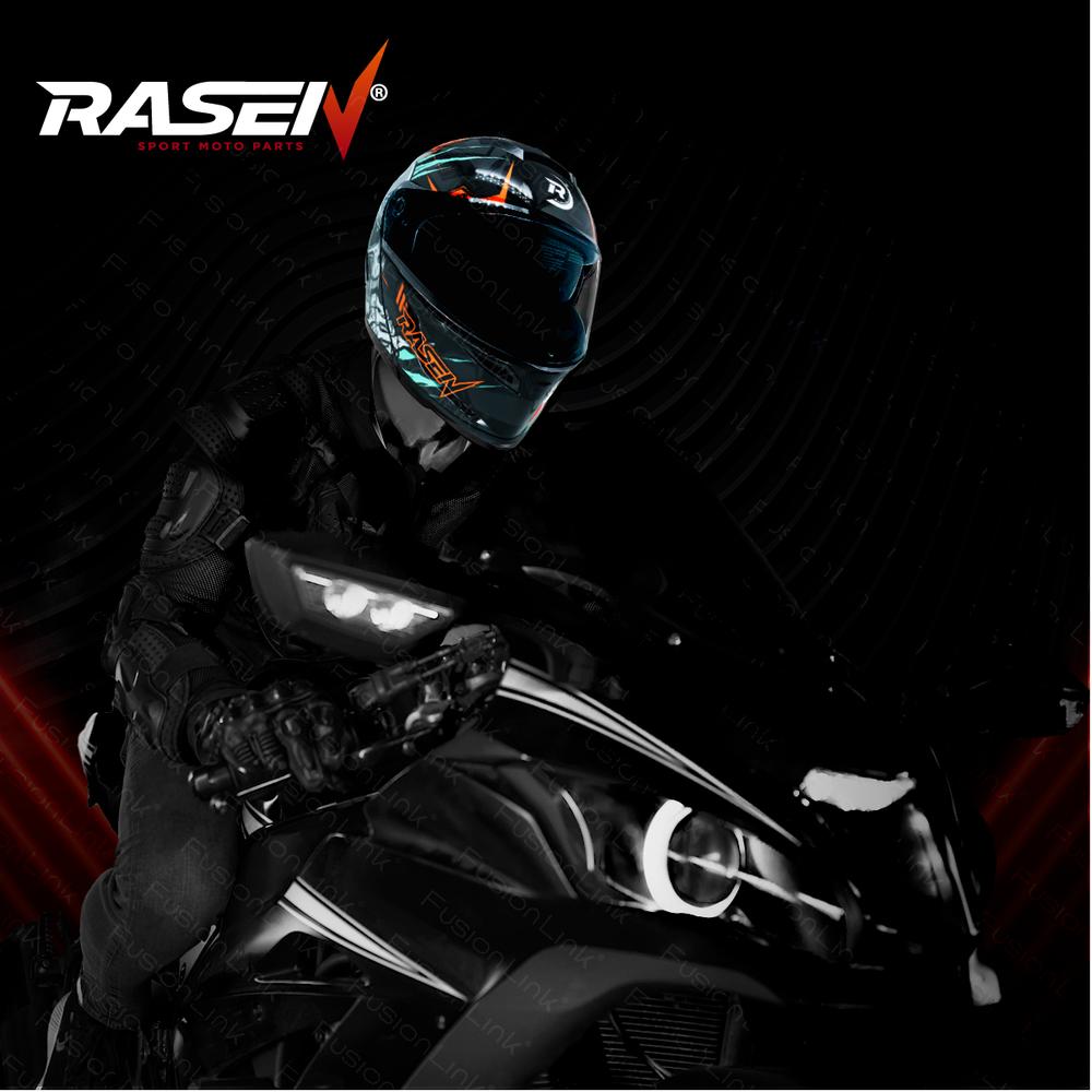 Foto 5 pulgar | Casco Deportivo Para Moto Rasen, Negro Con Diseño De Cráneo Gris