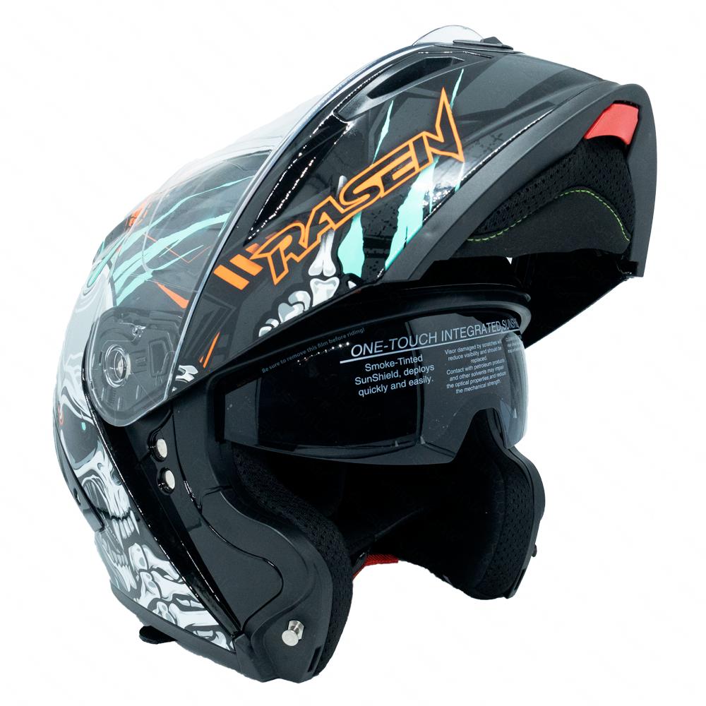 Foto 7 | Casco Deportivo Para Moto Rasen, Negro Con Diseño De Cráneo Gris