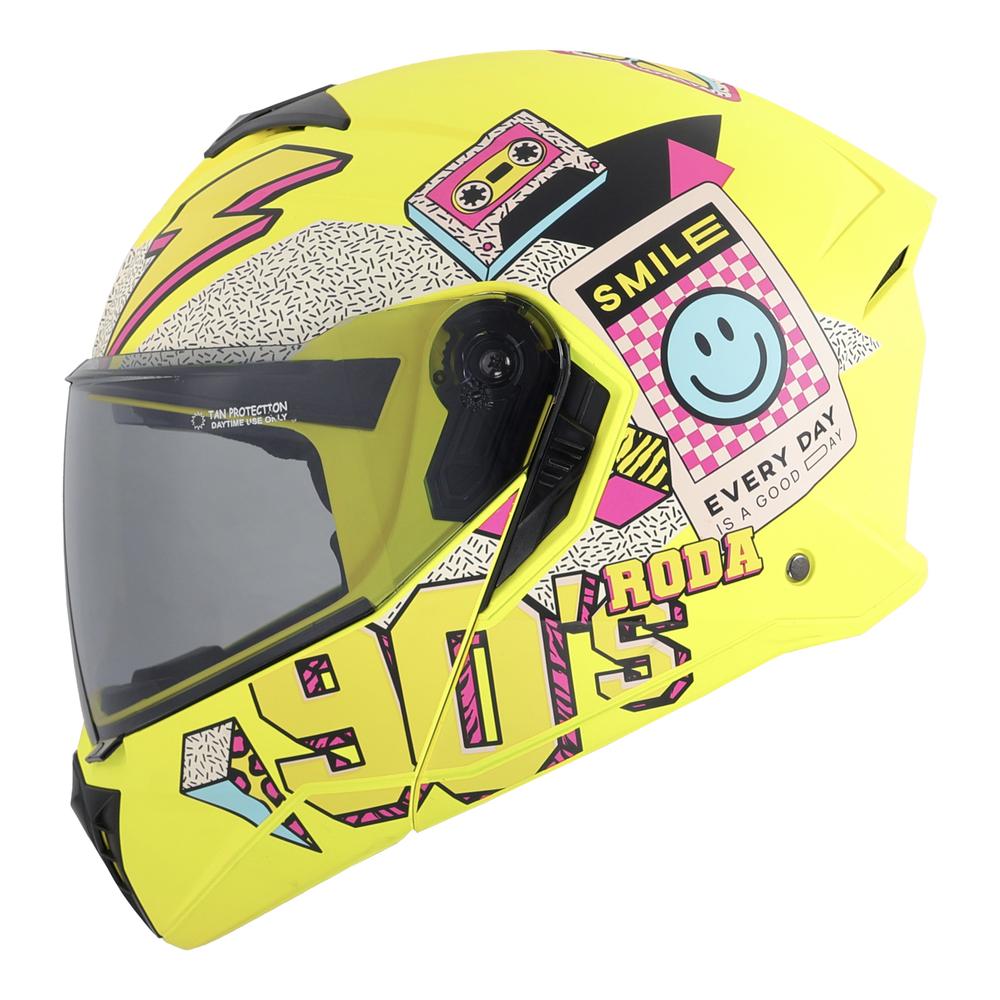 Foto 2 pulgar | Casco Roda Booster Amarillo Peace Out Mica Humo Abatible Svs