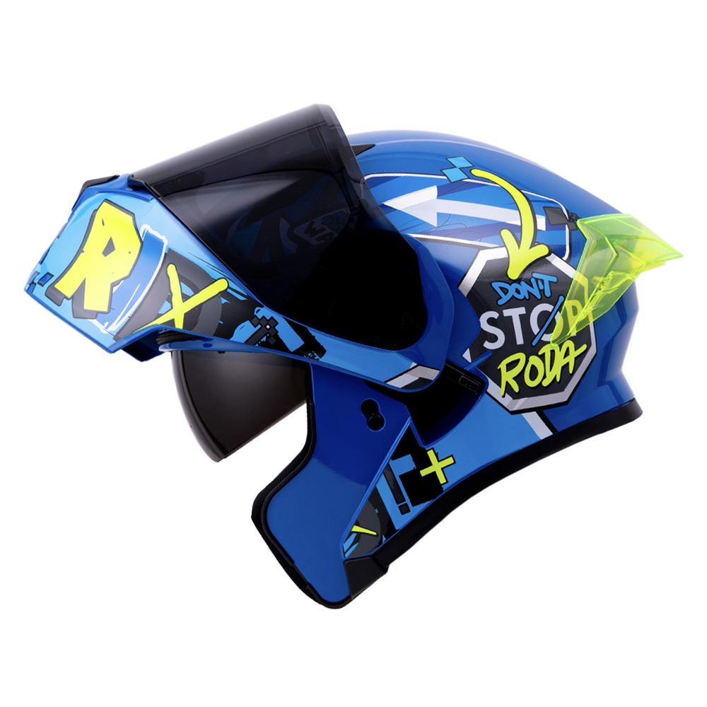 Foto 5 | Casco Roda Rush Azul No Rules Mica Humo Abatible Svs