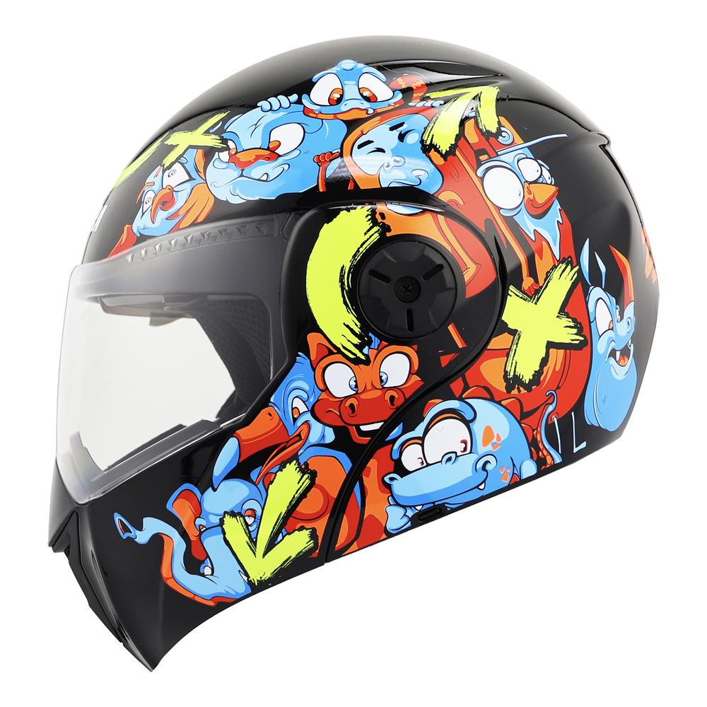 Foto 2 pulgar | Casco Ghira Gh-kids Xs Negro Naranja Zoo Abatible Svs