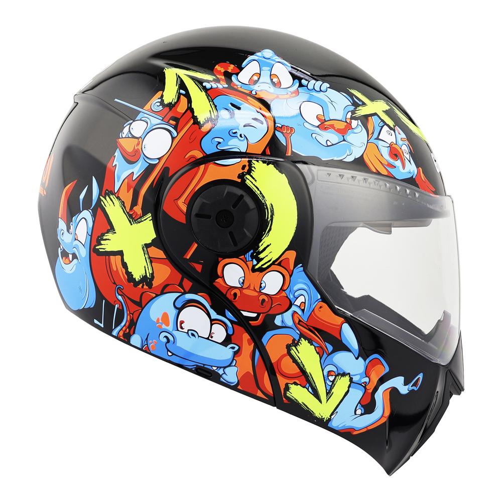 Foto 3 pulgar | Casco Ghira Gh-kids Xs Negro Naranja Zoo Abatible Svs