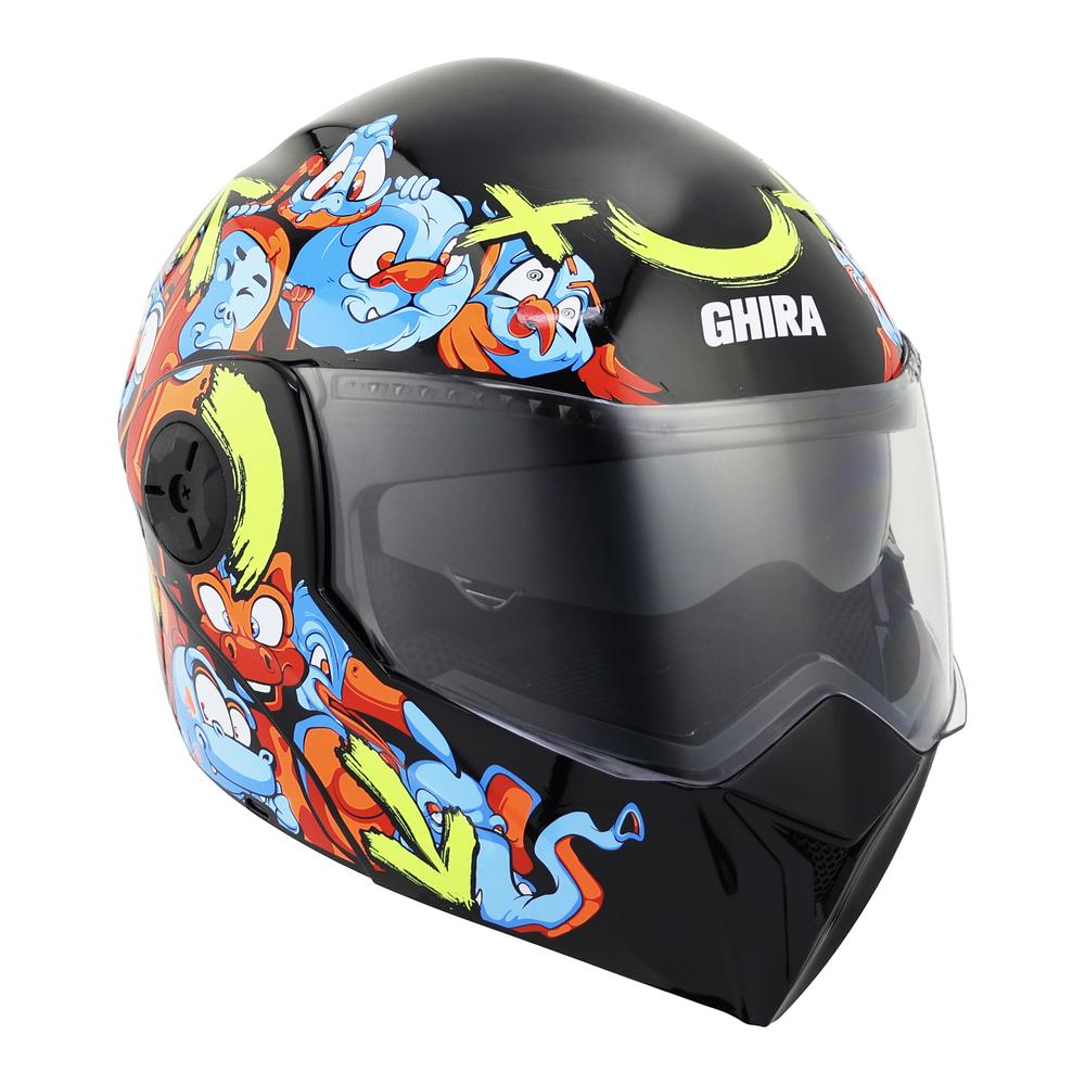 Foto 4 pulgar | Casco Ghira Gh-kids Xs Negro Naranja Zoo Abatible Svs