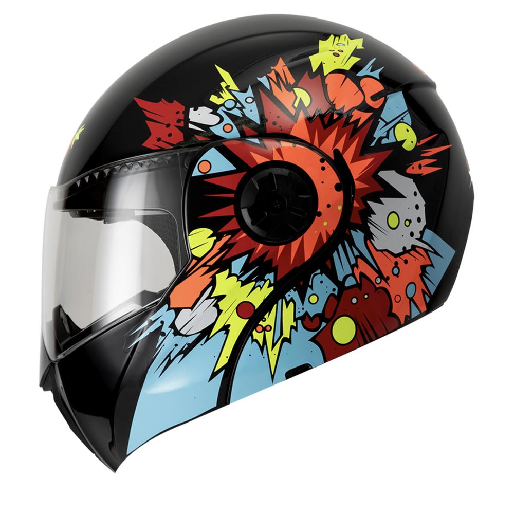 Foto 2 pulgar | Casco Ghira Gh-kids Xs Negro Naranja Comic Abatible Svs