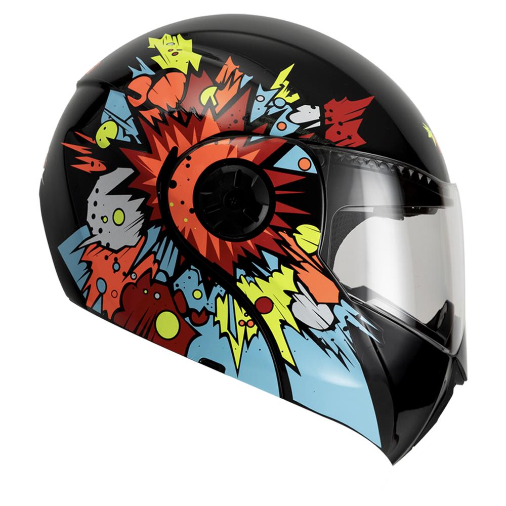 Foto 3 pulgar | Casco Ghira Gh-kids Xs Negro Naranja Comic Abatible Svs