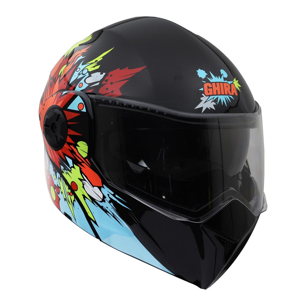 Foto 4 pulgar | Casco Ghira Gh-kids Xs Negro Naranja Comic Abatible Svs
