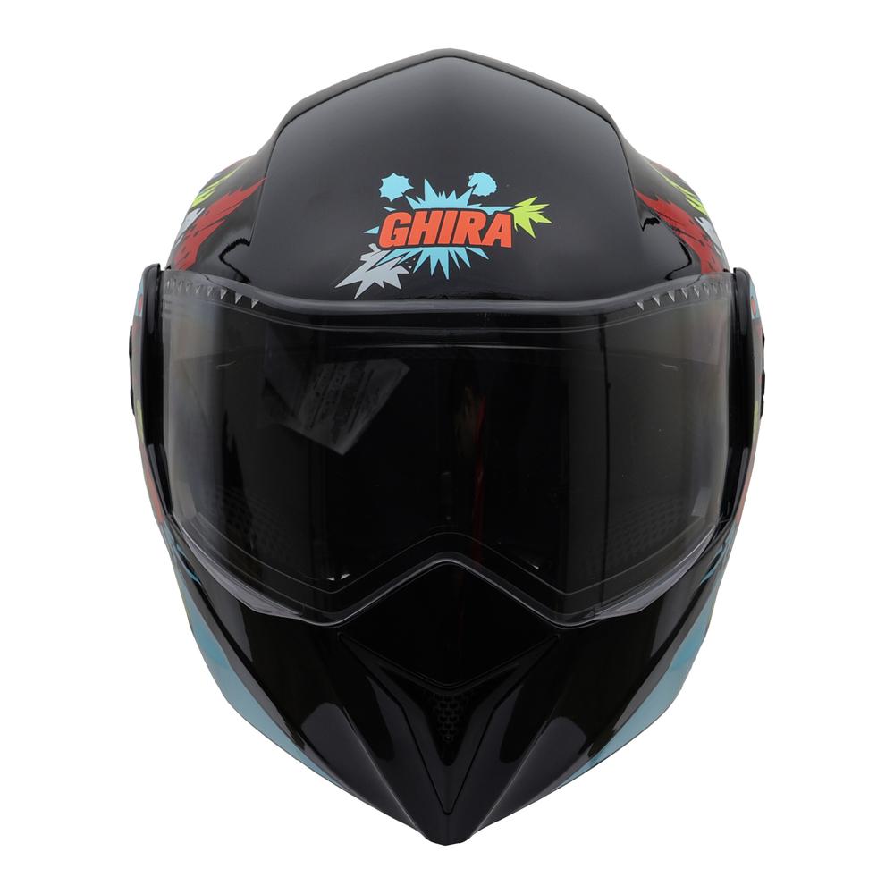 Foto 5 pulgar | Casco Ghira Gh-kids Xs Negro Naranja Comic Abatible Svs