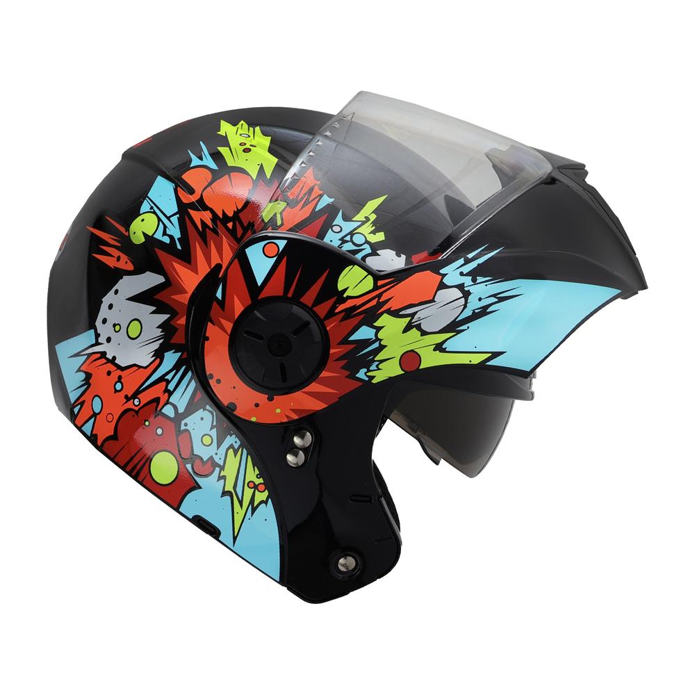Foto 7 pulgar | Casco Ghira Gh-kids Xs Negro Naranja Comic Abatible Svs