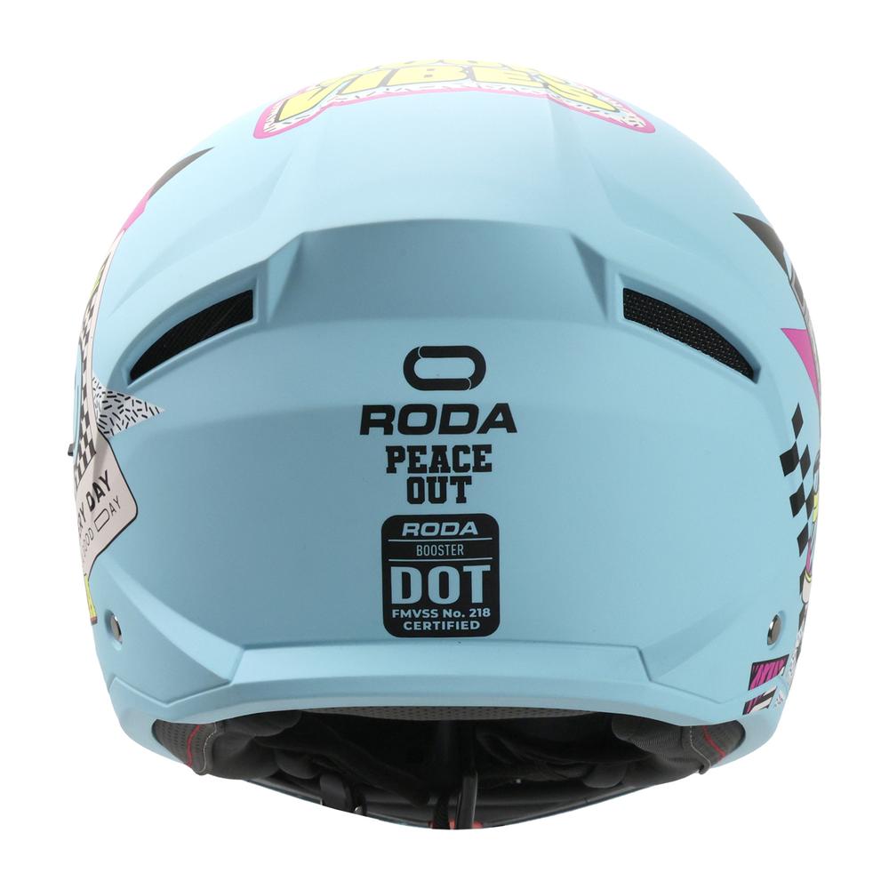 Foto 6 pulgar | Casco Roda Booster Azul Mate Peace Out Mica Humo Abatible Svs