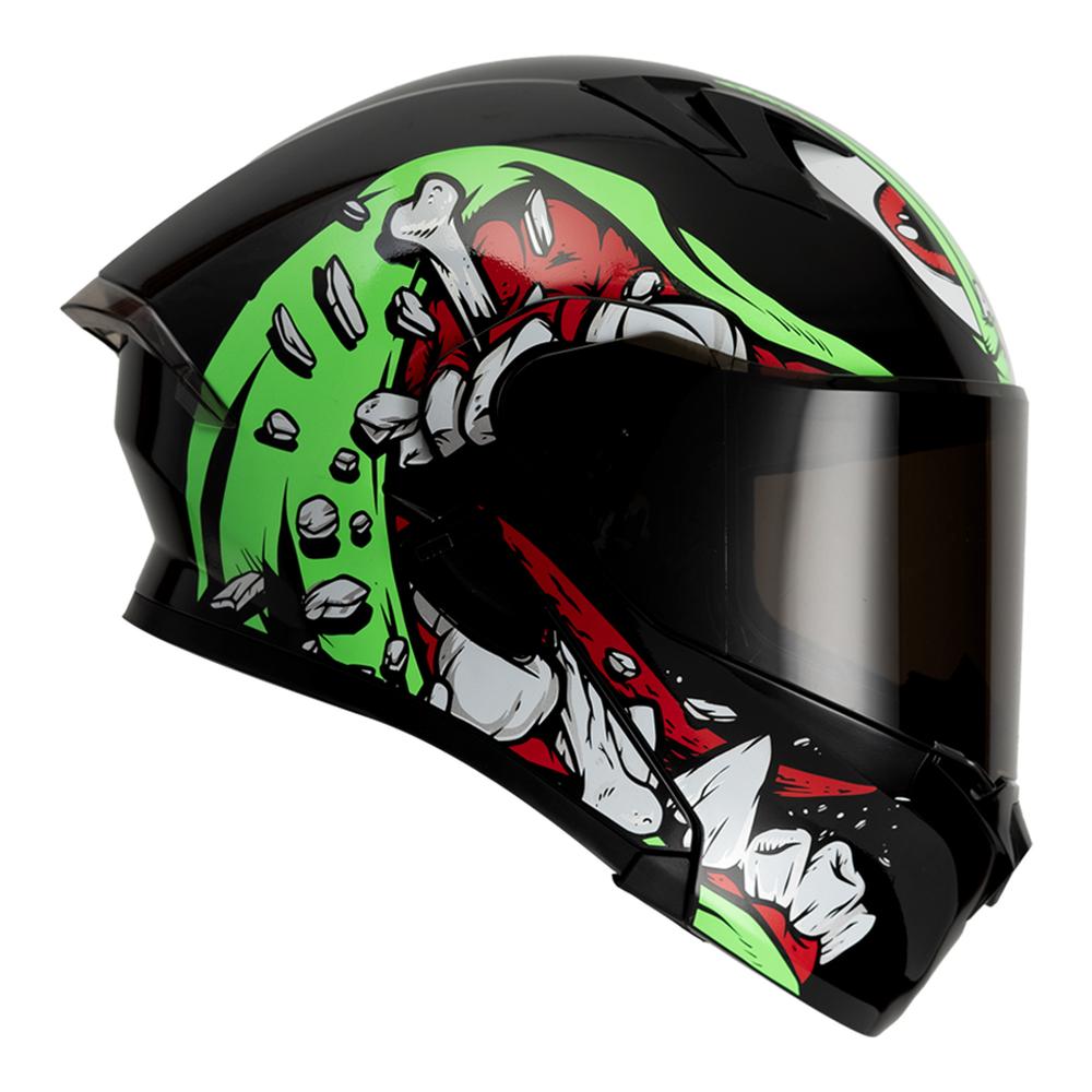 Foto 2 | Casco Roda Rush Negro Verde Bone Crusher Mica Humo Abatible Svs
