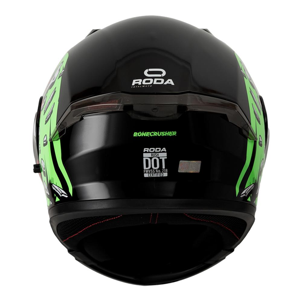 Foto 3 | Casco Roda Rush Negro Verde Bone Crusher Mica Humo Abatible Svs
