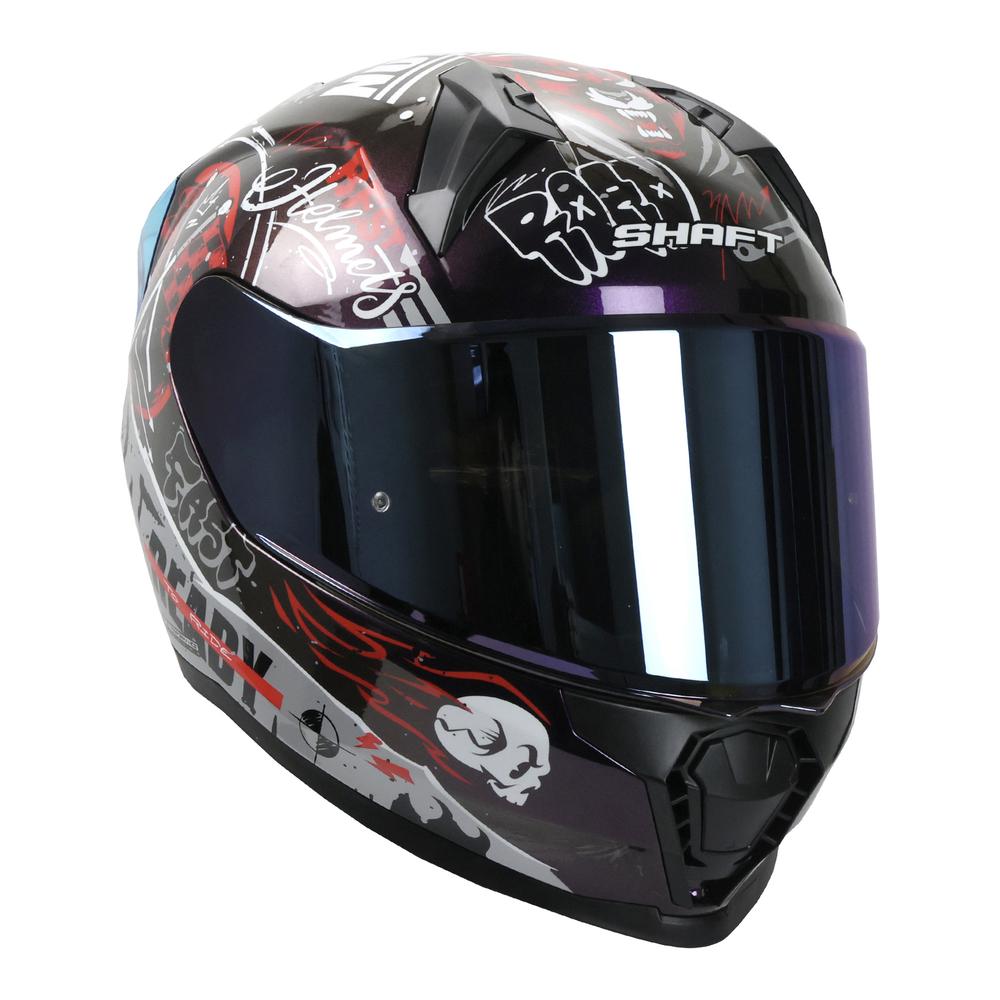 Foto 4 pulgar | Casco Shaft Sh560 Rojo Camaleon Motion Cerrado Mica Iridium Azul