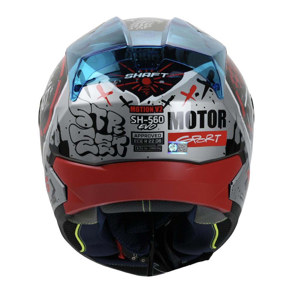 Foto 6 pulgar | Casco Shaft Sh560 Rojo Camaleon Motion Cerrado Mica Iridium Azul