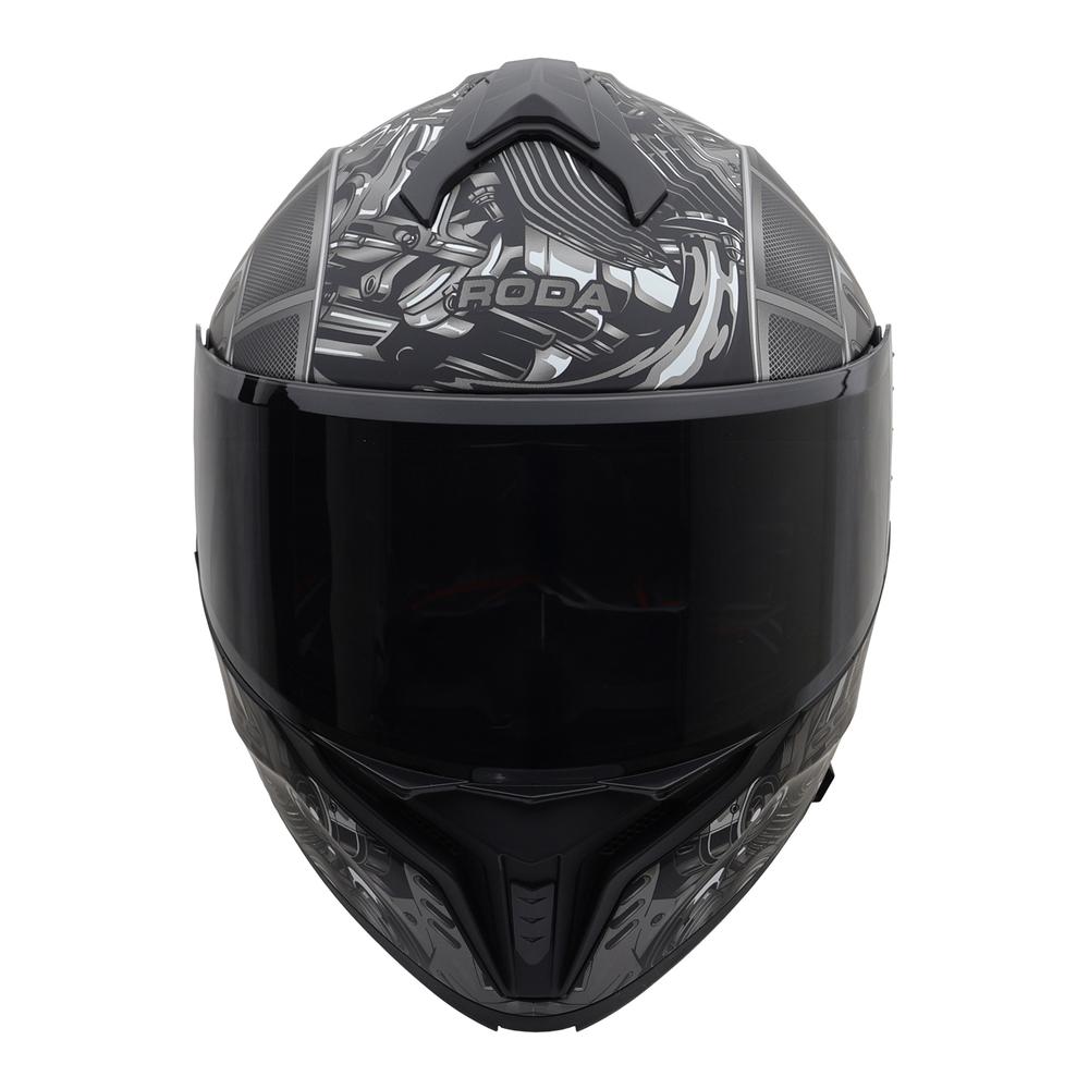 Foto 5 pulgar | Casco Roda Force Plata Mate Engine Abatible Mica Humo Svs