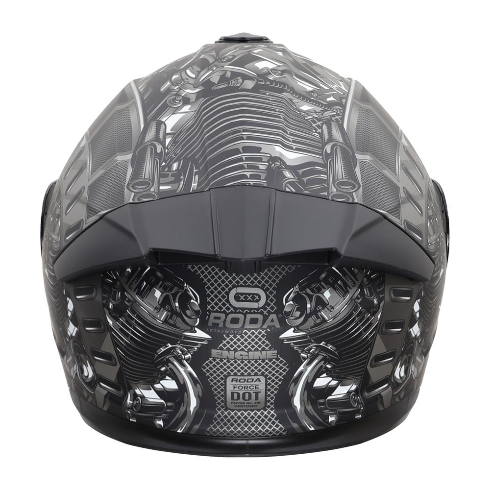Foto 6 pulgar | Casco Roda Force Plata Mate Engine Abatible Mica Humo Svs