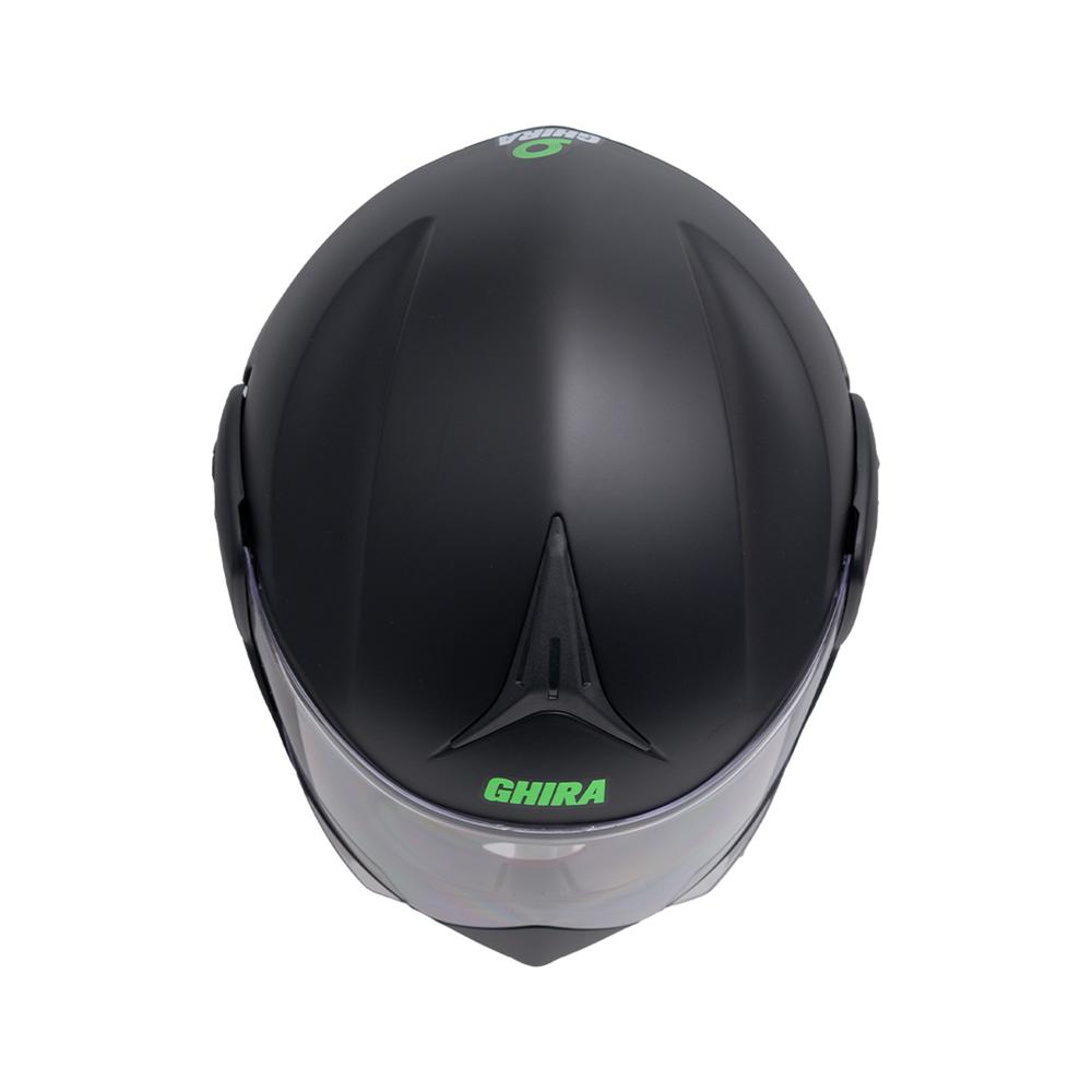 Foto 7 pulgar | Casco Ghira Gh1000 Negro Mate Logo Verde Abatible Svs