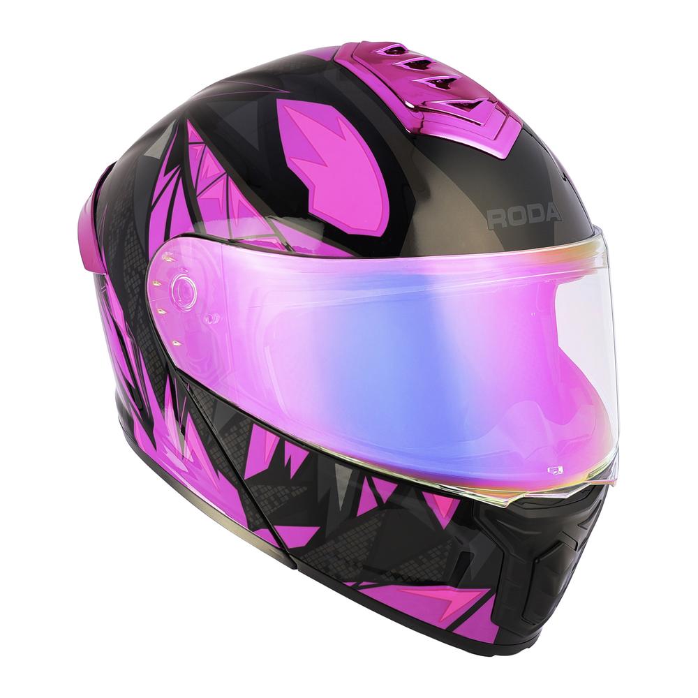 Foto 4 pulgar | Casco Roda Pilot Rosa Grrrowl Mica Rosa Abatible Svs