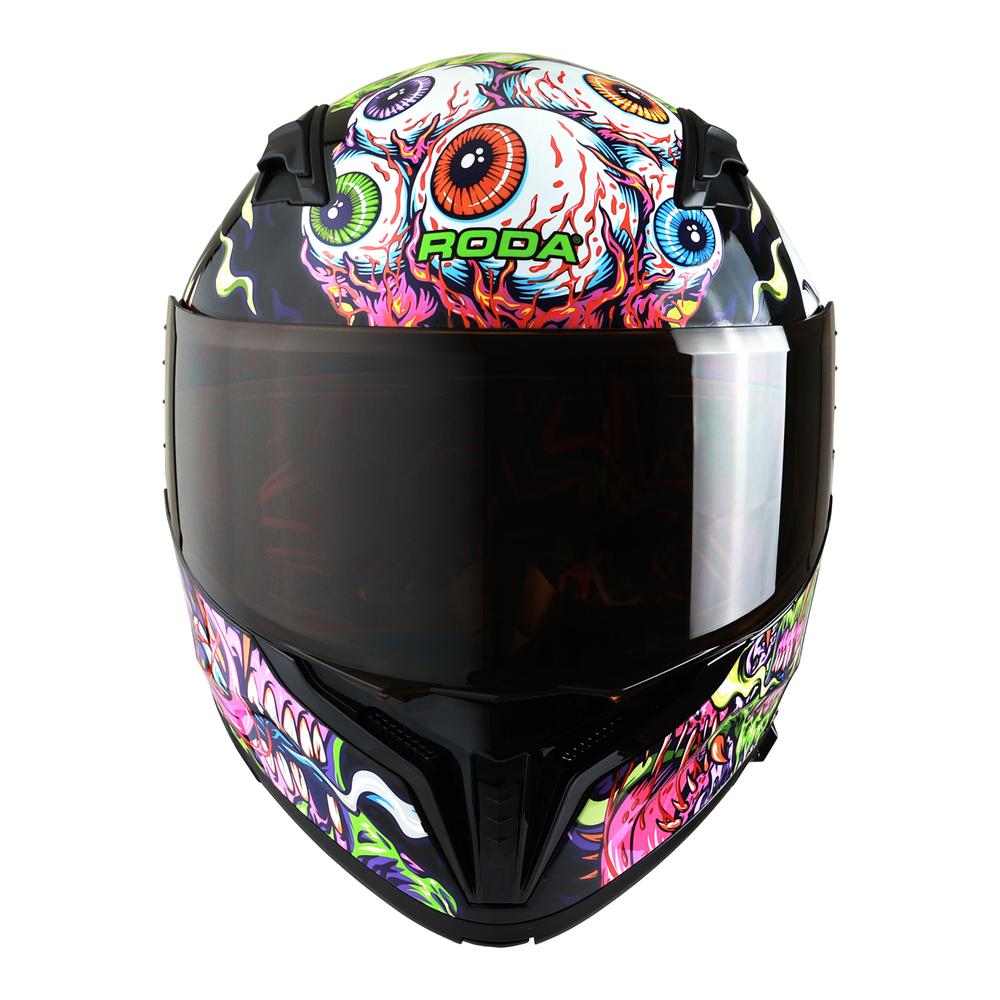 Foto 5 pulgar | Casco Roda Force Evo Negro Monster Mash Abatible Mica Humo Svs