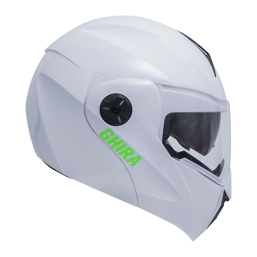 Foto 3 pulgar | Casco Ghira Gh1000 Blanco Logo Verde Abatible Svs