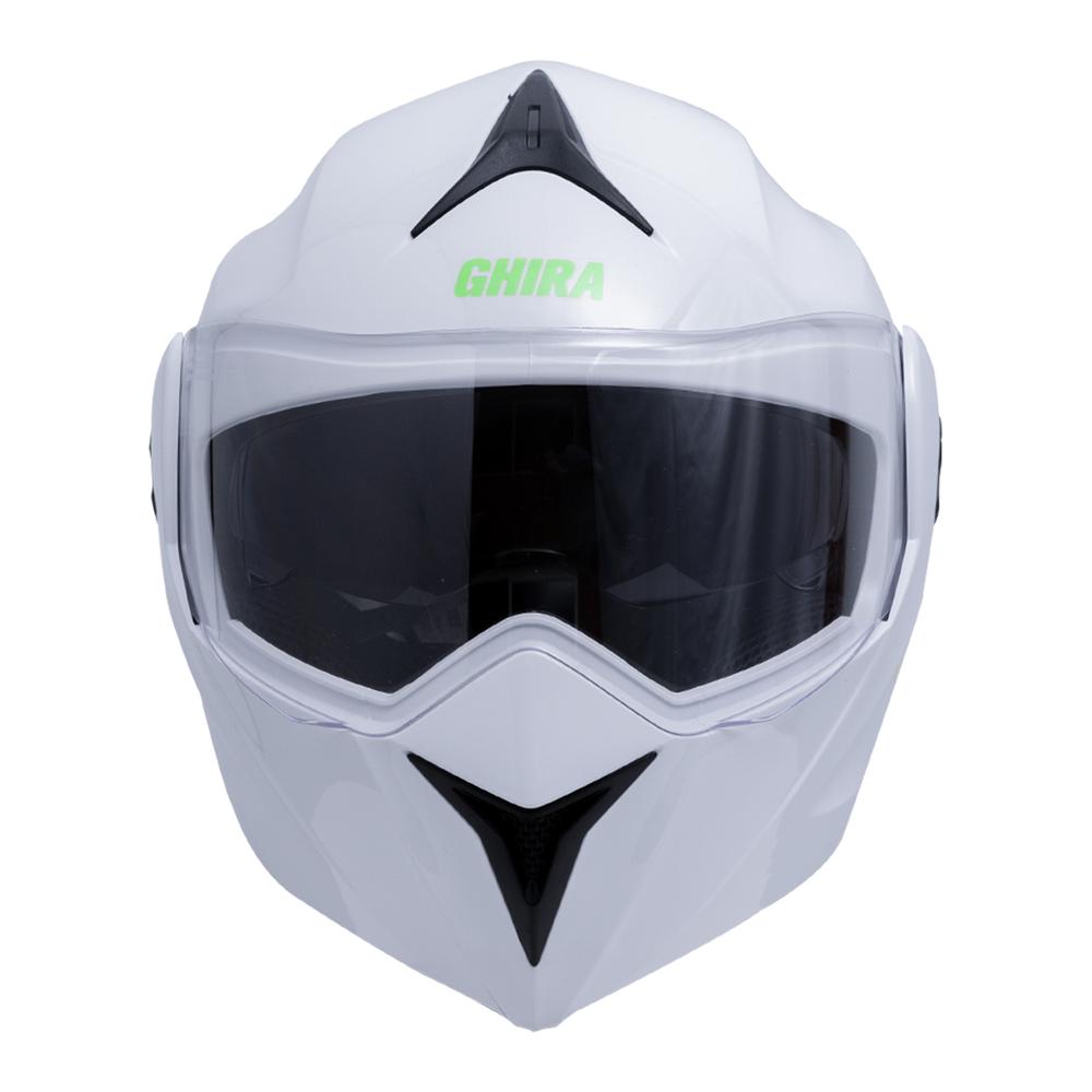 Foto 4 pulgar | Casco Ghira Gh1000 Blanco Logo Verde Abatible Svs