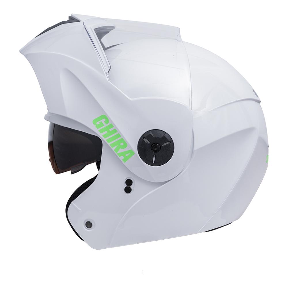 Foto 5 pulgar | Casco Ghira Gh1000 Blanco Logo Verde Abatible Svs