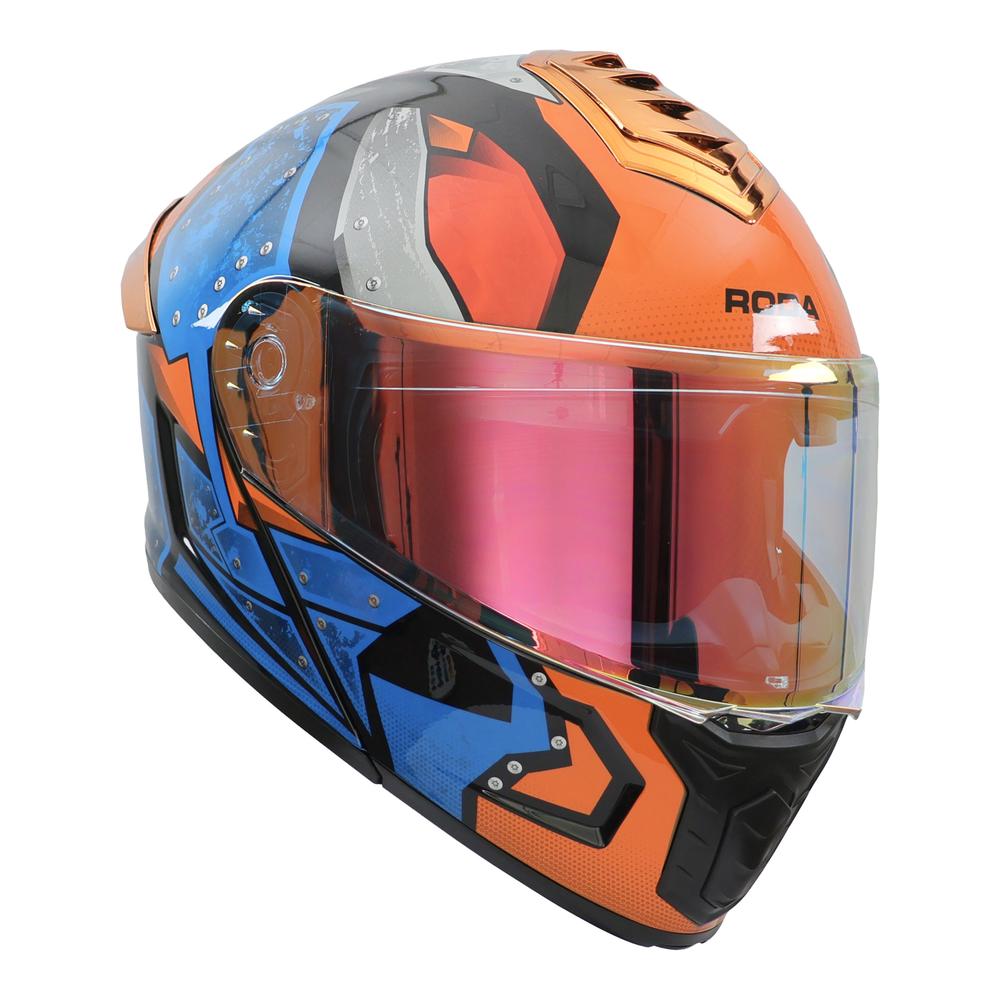 Foto 4 pulgar | Casco Roda Pilot Az/nja Gun Mica Naranja L Abatible Svs