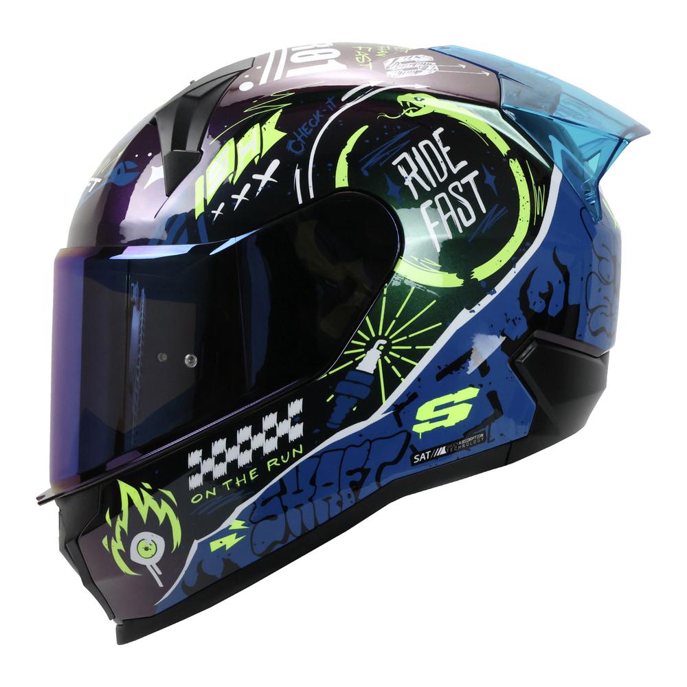 Foto 1 | Casco Shaft Sh560 Amarillo Camaleon Motion L Cerrado Mica Iridium Azul