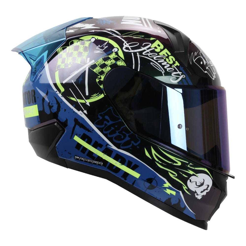 Foto 3 pulgar | Casco Shaft Sh560 Amarillo Camaleon Motion L Cerrado Mica Iridium Azul