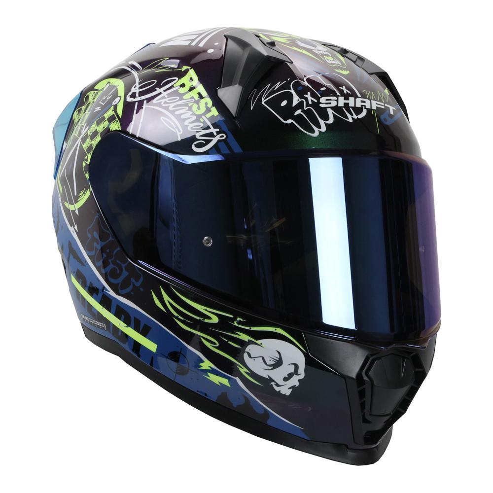 Foto 4 pulgar | Casco Shaft Sh560 Amarillo Camaleon Motion L Cerrado Mica Iridium Azul