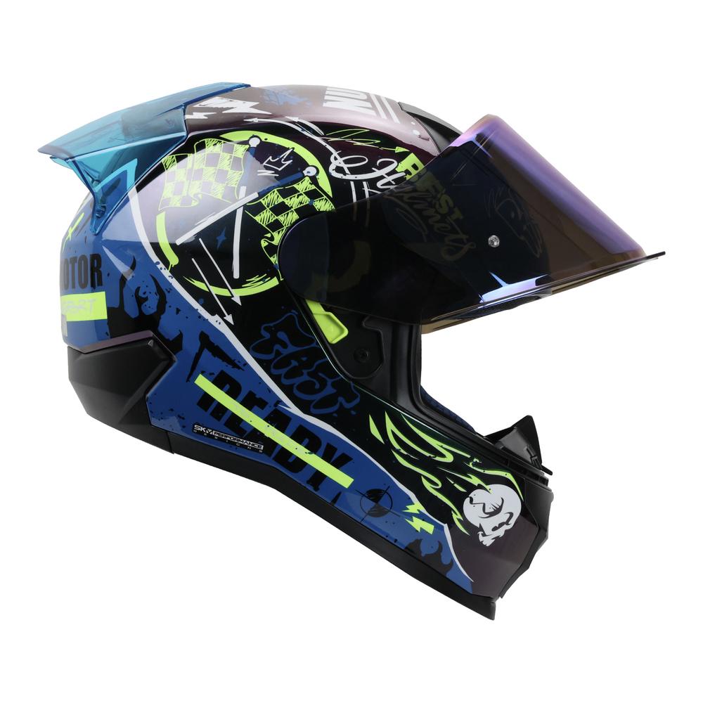 Foto 7 pulgar | Casco Shaft Sh560 Amarillo Camaleon Motion L Cerrado Mica Iridium Azul