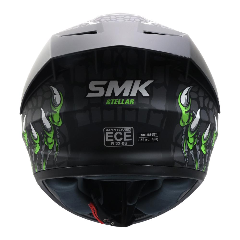 Foto 6 pulgar | Casco Smk Stellar Sport Negro Verde Mate Taotei Gl268 Mica Humo L Cerrado