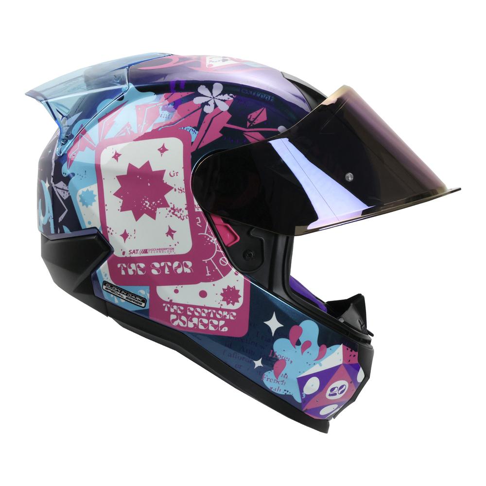 Foto 6 pulgar | Casco Shaft Sh560 Rosa Camaleon Craft S Cerrado Mica Iridium Azul
