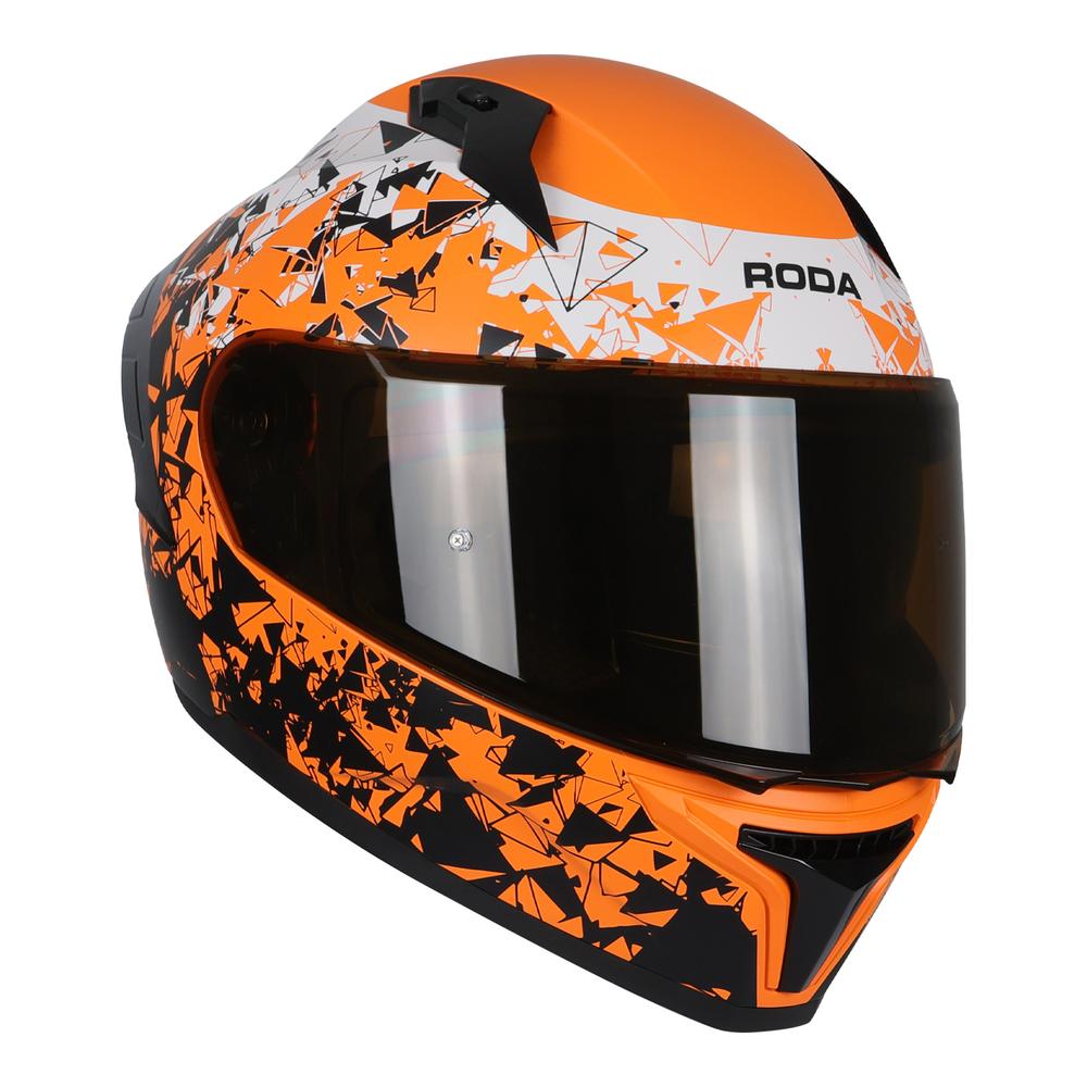 Foto 2 pulgar | Casco Roda Drift Naranja Mate Fractal Rise L Cerrado Mica Humo Svs