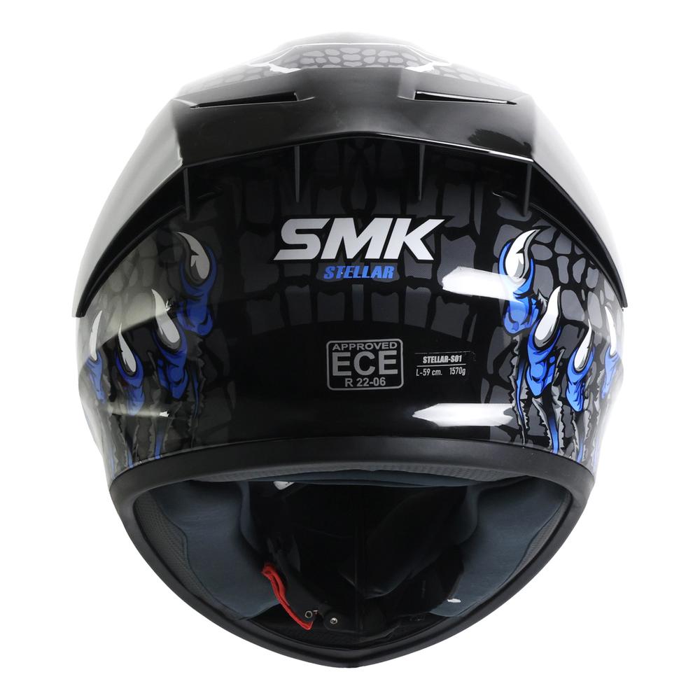 Foto 6 pulgar | Casco Smk Stellar Sport Negro Azul Taotei Gl265 Mica Azul L Cerrado