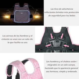 Foto 3 | Cinturón De Seguridad Para Niños Para Motocicleta Ajustable Eo Safe Imports Esi-19241 Rosa