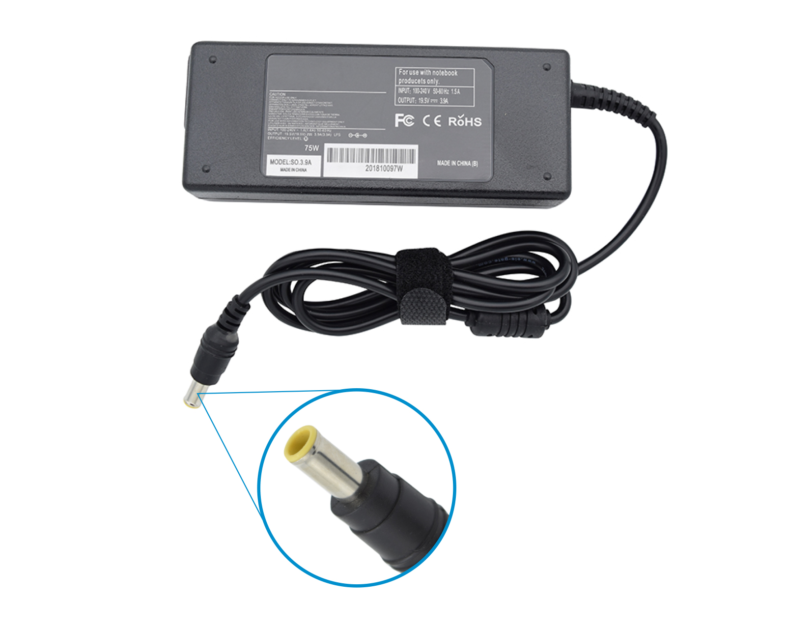 Foto 1 | Cargador Virtual Zone RCS19539 color Negro Compatible para Laptop Sony 19.5v 3.9a Punta 6.5 x 4.4 mm