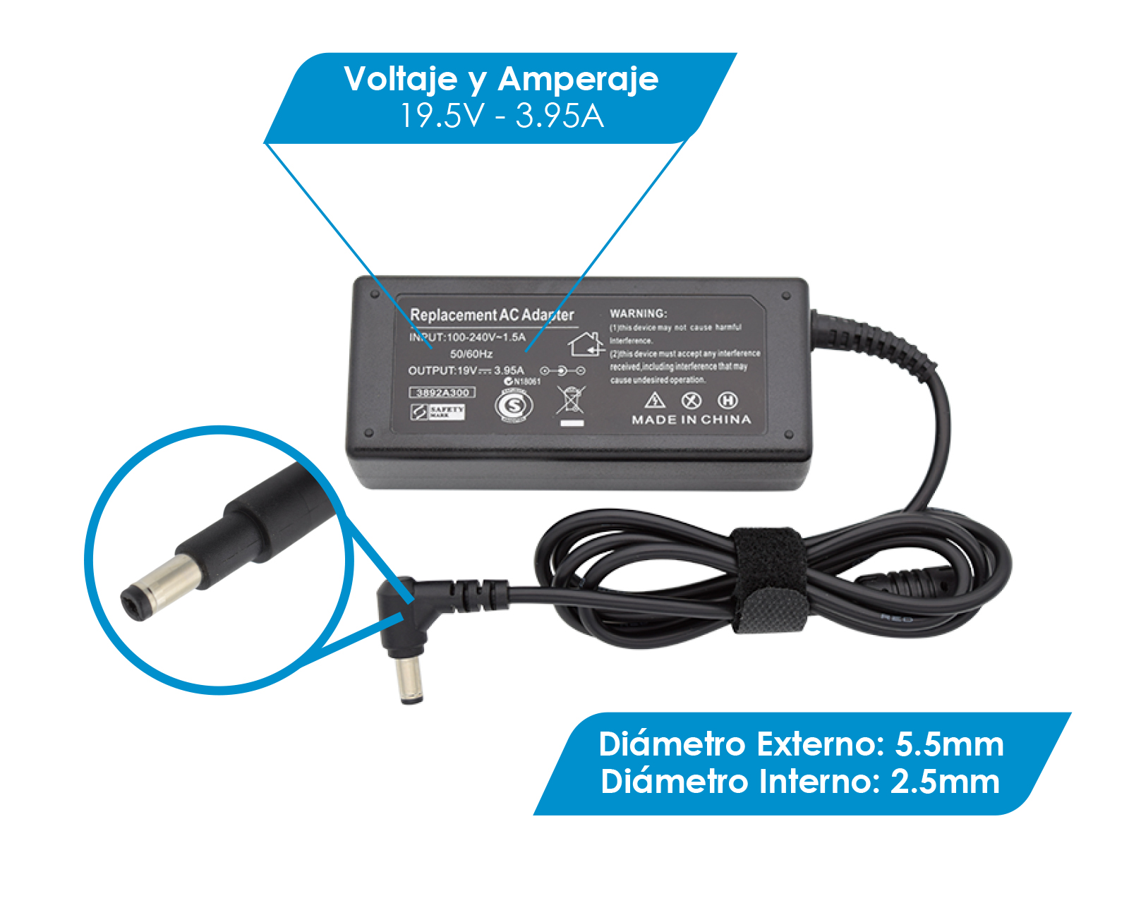 Foto 2 | Cargador Virtual Zone Rct19395 Compatible para Laptop Toshiba color Negro