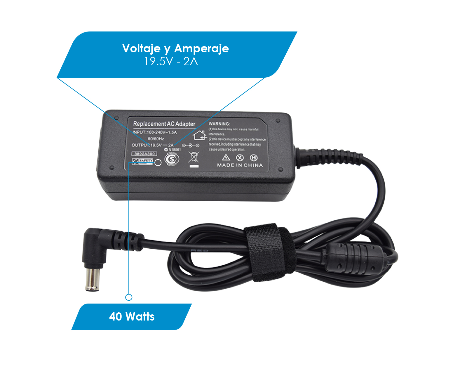 Foto 4 pulgar | Cargador para Laptop Compatible con Sony 19v 2.1a Punta 6.5 x 4.4mm